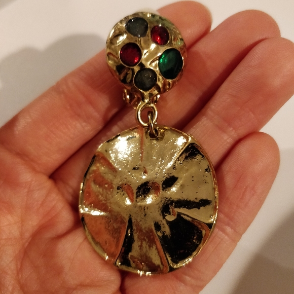 (3/$15) vintage clip-on color disk earrings - Picture 6 of 6